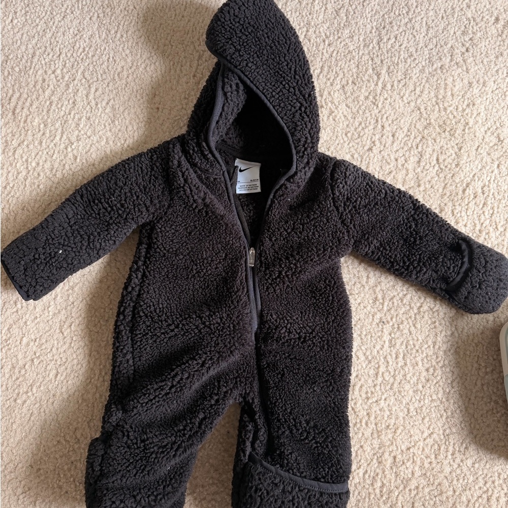 Nike Black Sherpa Fleece Hooded One-Piece for babies